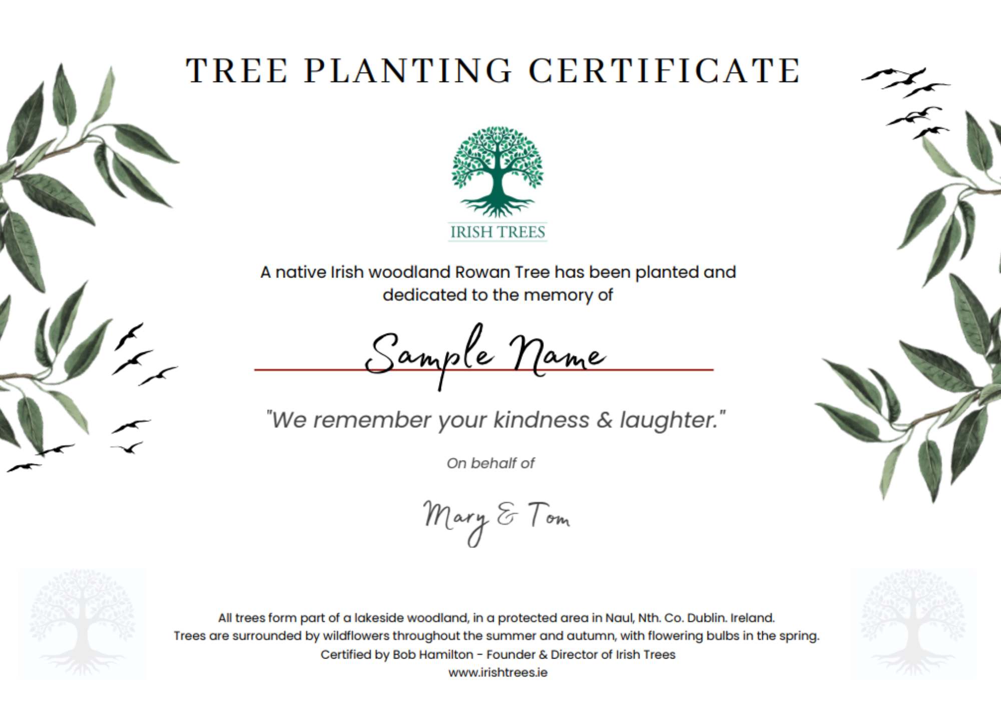 Irish Memorial Trees Ireland Ash scattering