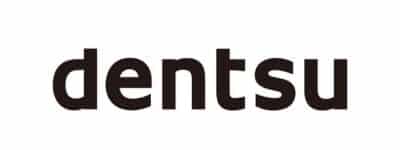 DENTSU LOGO NAME IN BLACK ON WHITE BACKGROUND