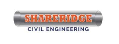 SHARERIDGE CIVIL ENGINEERS LOGO OF TEXT ON STEEL PIPE